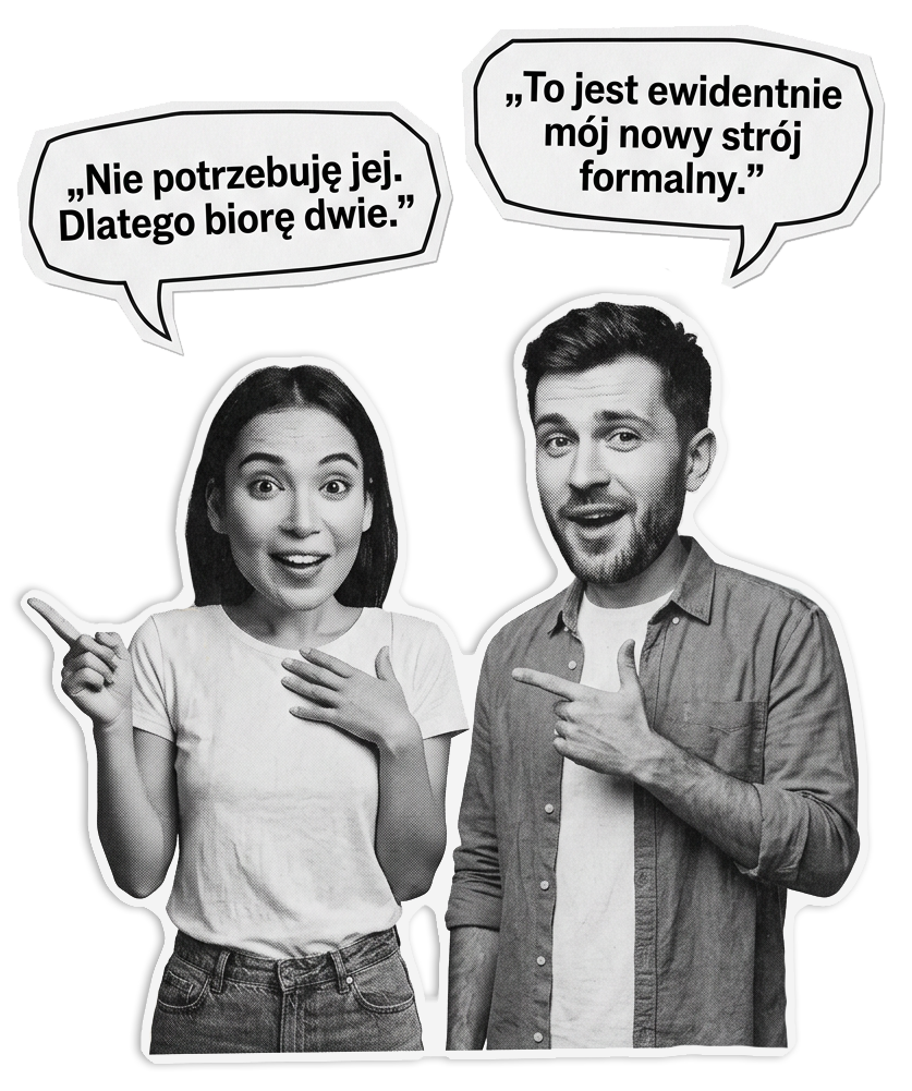 Para ludzi zachwycwonych merchem twrócy